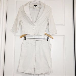 Eccentric white 2 piece blazer jacket shorts suit